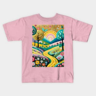 Golden Rainbow Sky Kids T-Shirt